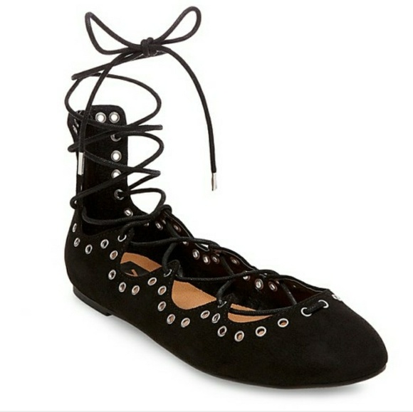 DV Angelique black flats, lace up, NWT - Picture 1 of 8